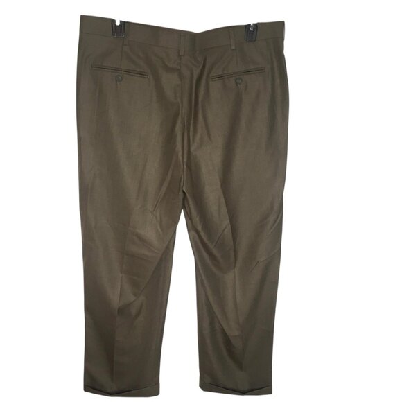 Perry Ellis America Dress Pants Mens 40x32 Brown Pleated Cuffed Front Slacks - Picture 4 of 16